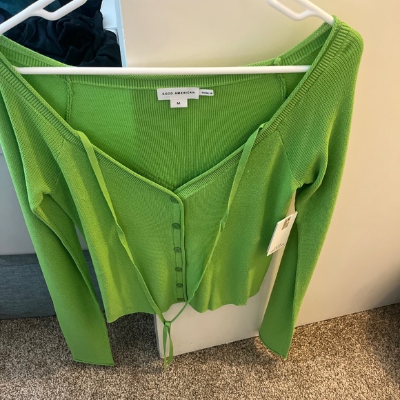 Good American new arrival green off the shoulder sleeve new with tags $139 !! - Picture 1 of 6